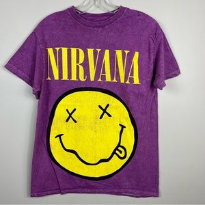 Nirvana Crewneck Graphic Short Sleeve Licensed Band Tee